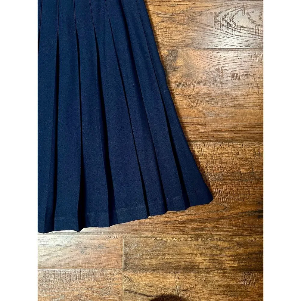 Vintage Ann Taylor A.B.S. Short Midi Skirt - Pleated Navy Blue - Size Medium